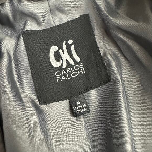 Chi By Carlos Falchi Women Suede Leather Jacket Size M Python Snakeskin Print - Picture 3 of 8